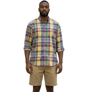 Ralph Lauren Custom Fit Madras Plaid Button-Down Shirt Men’s XL Preppy Coastal